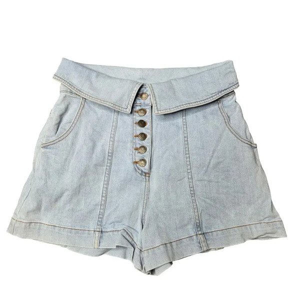 Ulla Johnson Kase Button-Front Foldover Shorts - Picture 2 of 10